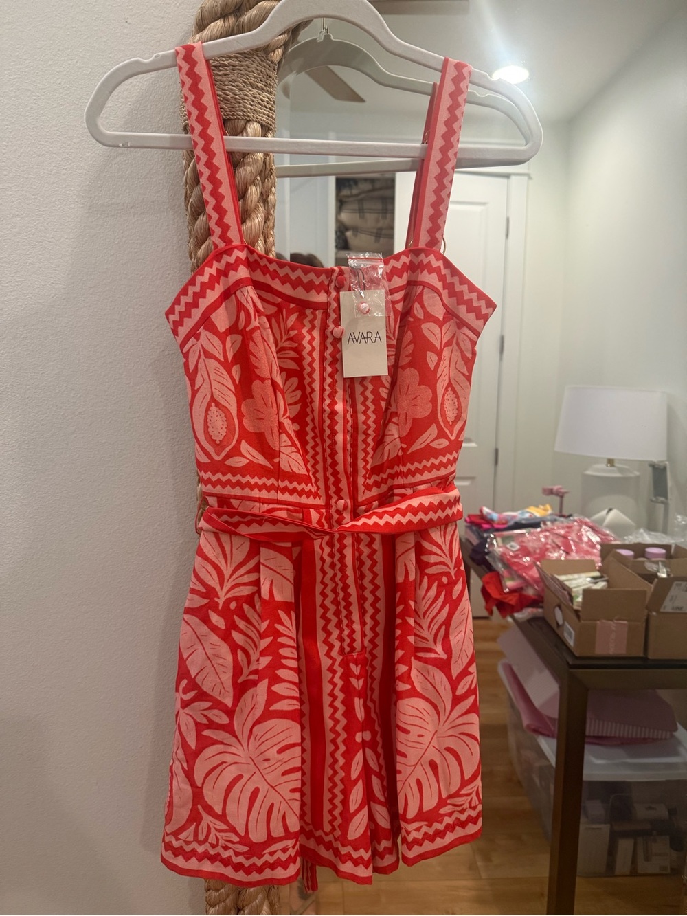 Flying Monkey Coral and Cream Floral Romper